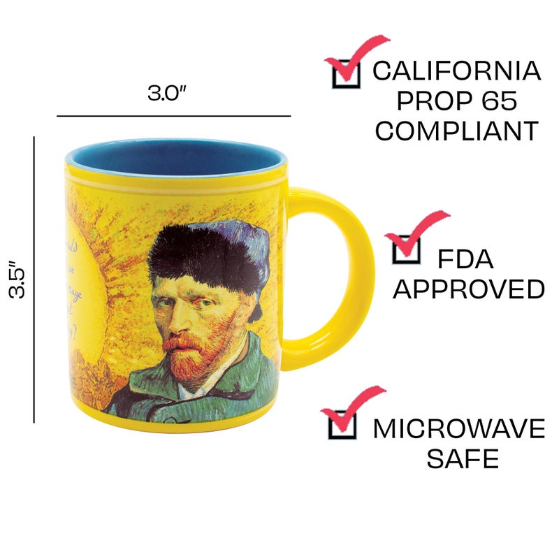 The Unemployed Philosophers Guild Vincent Van Gogh Heat Transforming Mug - Hot Coffee Changes Van Gogh's Self-Portrait, Comes in Fun Gift Box, 10 oz - Image 2